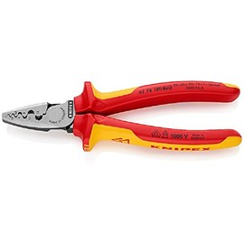 Knipex Crimping Pliers for wire ferrules insulated with multi-component grips, VDE-tested 180 mm (self-service card/blister) 97 78 180 SB
