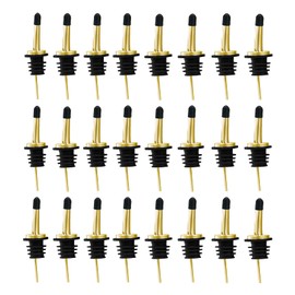 WAFJAMF 24 Pcs Stainless Steel Liquor Pour Spouts Set, Liquor Bottle Pourers with Rubber Dust Caps for Pours Liquid, Olive Oil, Wine, Vinegar (Gold-24 Pack)