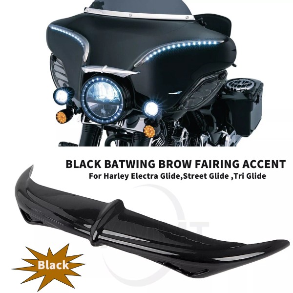 Unbranded Black Batwing Brow Fairing Accent Trim For Harley Touring