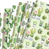Cactus Wrapping Paper Set - 12 Sheets Watercolor Cactus Gift
