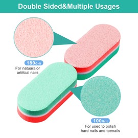 Diesisa Mini Nail Files Block, 100/180 Grit Sponge Nail Buffers for Acrylic Nails, Mini Buffing Block Double Sided for Manicure Tools 40 Count - Green/red