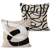 Abstract Boho Beige and Black Pillow Covers 18x18 Double-Sided, Mid