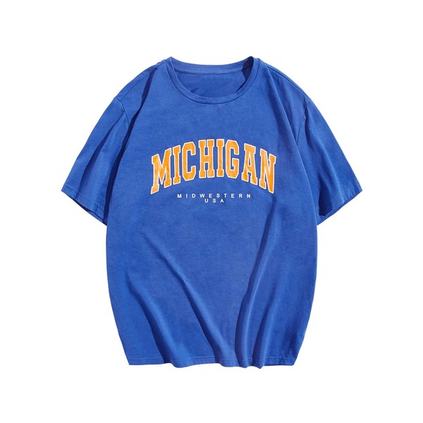 SOLY HUX Men's Letter Graphic Tees Drop Shoulder Short Sleeve