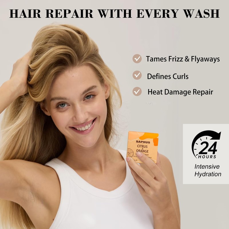 SAPHUS Argan Oil Bar Shampoo and Conditioner Set for Strengthening,
