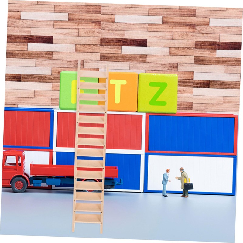 ORFOFE Miniature Ladder Wooden Tiny Ladder 1/12 Scale Mini House