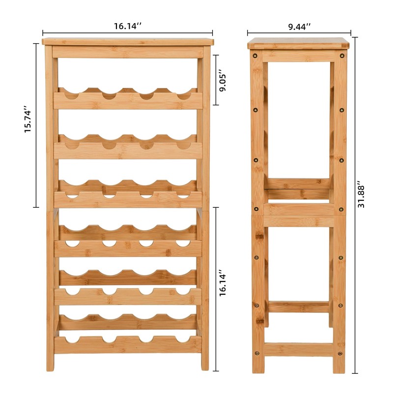 VASMIA Wine Rack Free Standing Floor, 6-Tier Display Wine Storage