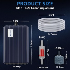 DaToo Aquarium Air Pump Compact Fish Tank Air Pump Quiet Aquarium Bubbler Aerator Buckets Oxygen Aerator Pump for 1 to 20 Gallon Fish Tanks