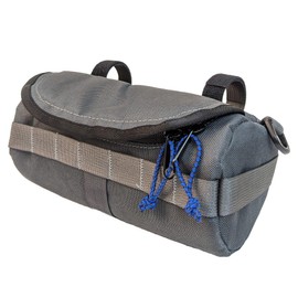 Handlebar Bag (Charcoal & Blue Burrito) | 2 Liter Capacity | Spacious Bike Bag w/ 2 Extra Long Buckle Straps & 1 Hook-and-Loop Strap | Water Resistant Front Basket | Bike Accessories | Made in USA
