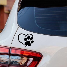 AS I Love My Dog Paw Print Heart Vinyl Sticker - Puppy Graphic Decal for Cars, Trucks, SUVs, Windows, Laptops, Cell Phones & Walls