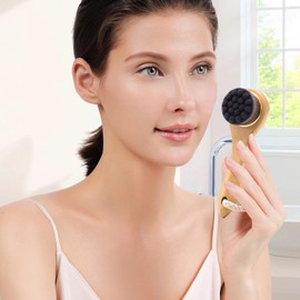 Skin Brush for Dry Brushing, Facial Cleansing Brush, Natural Bristle Wood Handle Exfoliator Scrubber for Men Women Cheeks Jaw Neck Massage