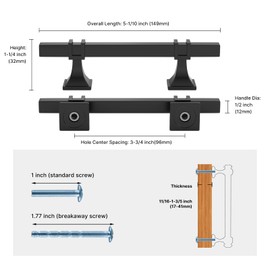 Haliwu 12 Pack 3-3/4 Inch Black Cabinet Pulls Matte Black Drawer Handles Square 2 Tone Hardware for Kitchen Cupboard