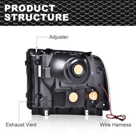 ANDPLAY LED DRL BAR Headlight Assembly Compatible with Ford Excursion 05 /Fit Ford F250 F350 F450 F550 Super Duty 05-07 HeadLamps LH & RH Clear lens Black Housing White Reflector FO2503217 6C3Z13008CB