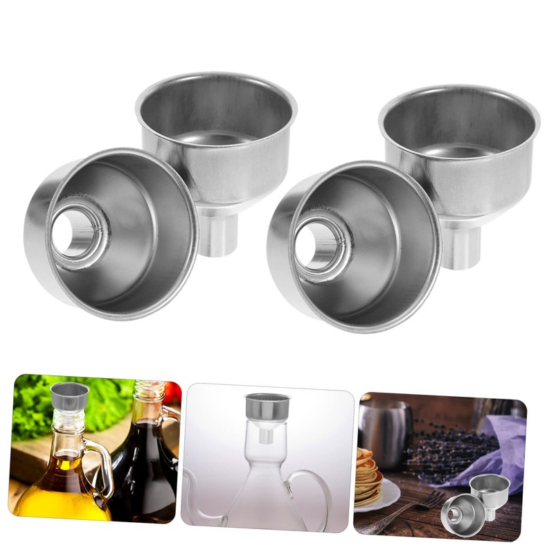 GRIRIW 10pcs Metal Mini Funnel for Kitchen Use Reusable Oil