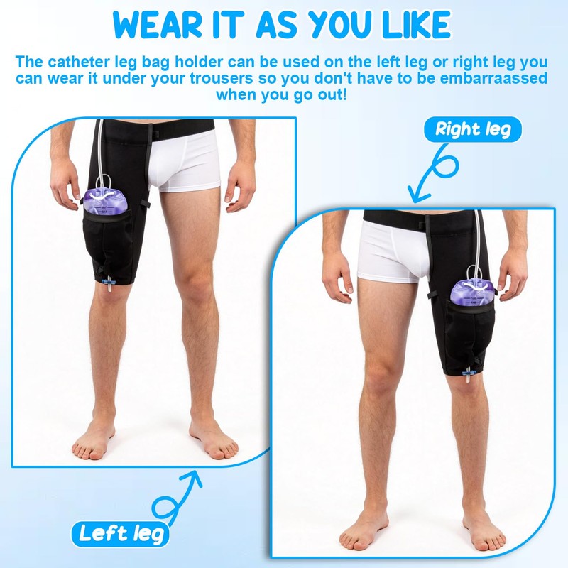 Catheter Leg Bag Holder with Adjustable Waist Belt, Non-Slip Secure