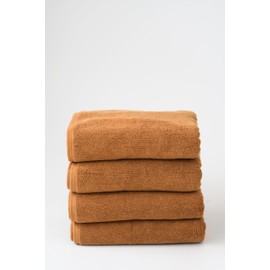 Soleil Fine Goods, 4 Piece Bathroom Towel Set, 800GSM Thick and Borderless 27 x 54 Inches, 100% Cotton Bath Towels, Highly Absorbent, Quick Dry, Premium Heavy Luxury Feel, for Home Use (Brown Amber)