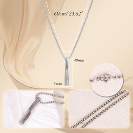 JJDreams Bar Necklace Long Pendant Necklaces for Men and Women Adjustable Stainless Steel Necklace Pendant with Bar Necklace, Stainless Steel, No Gemstone