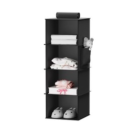 YOUDENOVA Hanging Closet Organizer, 4-Shelf Closet Hanging Storage Shelves, Black