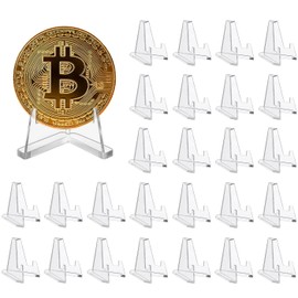 Friedwohl 26 Stück Acryl Kartenständer, Mini Staffelei (54x54mm), Staffeleiständer, Transparenter Acryl Staffelei Halter für Münzen, Taschenuhren, Medaillen, Karten