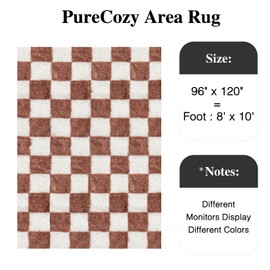 PureCozy Checkered Rug 8x10 for Living Room, Rose Pink Modern Shag Rug Washable Non-Slip Large Area Rug Super Soft Indoor Fuzzy Carpet Fluffy Rugs for Bedroom Home Aesthetic Decor