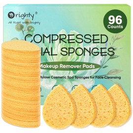 ORIGHTY 96 Count Facial Sponges for Cleansing, 100% Natural Cellulose Facial Sponges for Washing face, Compressed Cosmetic Spa Face Sponges for Exfoliating Mask, Makeup Removal