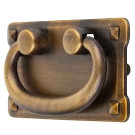 Mission Large Horizontal Antique Brass Drawer Pull | Centers: 3" | Handle for Antique Cabinet Door, Dresser Drawer, Desk | Reproduction Furniture Hardware | UA-826-PLHAB