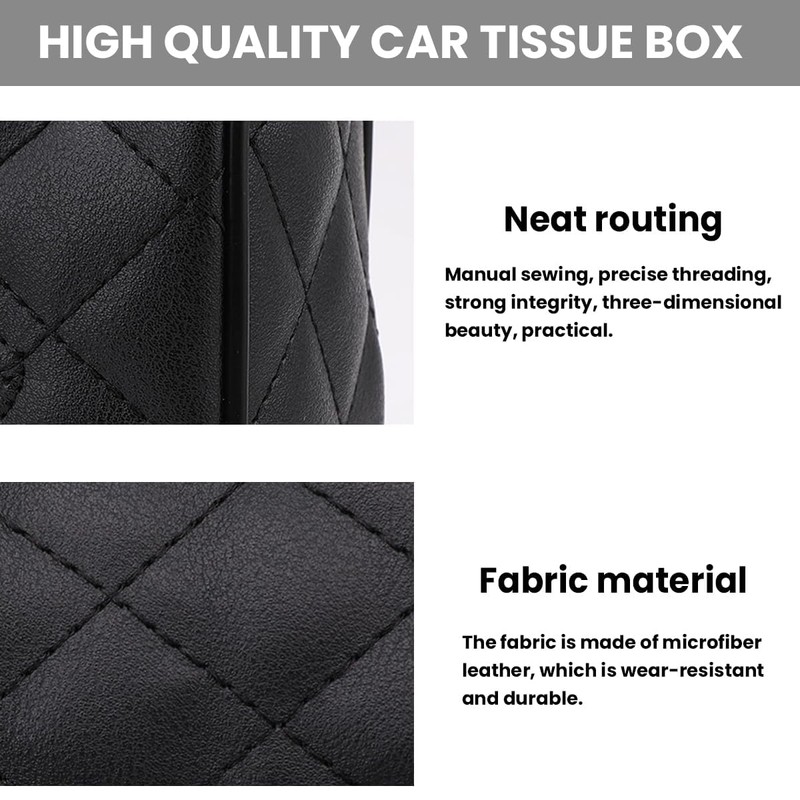 Car Tissue Holder, Sun Visor Hanging Tissue Box, Microfiber Leather