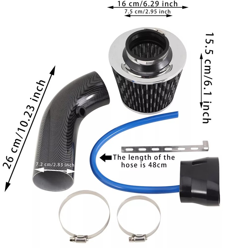 zoo3026 1x Air Intake Filter Induction Kit Pipe Power Flow