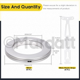 Mardatt 20 Pack Curtain Grommets 1.6 Inch Inner Diameter Silencing Curtains Grommets Reusable Curtain Self Locking Grommets Low Noise Curtain Rings for Curtain Rod Shower Curtain (Silver)