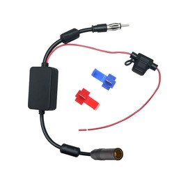 Vecys FM/AM DAB DAB+ Car Antenna Signal Amplifier Booster DIN Female to DIN Male Adapter 12 V Digital Radio Antenna Splitter Antenna Amplifier with Magnetic Ring for Audio Stereo Digital Car Radio