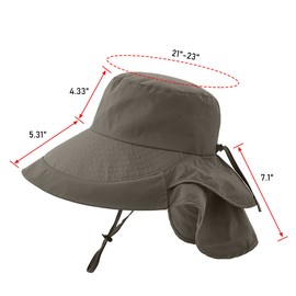 ZEXIAN Womens Sun Hat UPF 50+ Wide Brim and Ponytail Hole, Hiking Safari Hat with Neck Flap(Beige & Army Green)