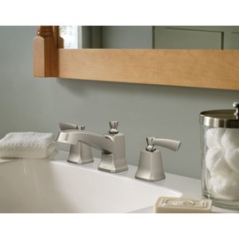 Moen Conway Spot Resist Brushed Nickel Two Handle Widespread Bathroom Sink Faucet with Valve Included, 84926SRN
