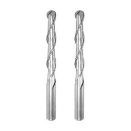 HARFINGTON 2pcs Ball Nose End Mill 6mm Diameter 42mm Cutting Length 6mm Shank High Speed Steel 2 Flutes Spiral Upcut CNC Router Bits