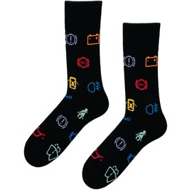 TODO Colours Funny Socks with Motif - Multicoloured, Colourful, Crazy for the Joy of Life, Car Socks - Indicator Lights, 39 - 42