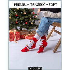 Occulto Women's & Men's Christmas Socks Pack of 2 (Model: Santa), red