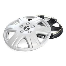 Trim Illusion Silver Wheel Rim Cover Hubcaps, Fits Most 15 Inch Factory Style Wheels, Compatible with Toyota Corolla 2005-2008, Set of 4, WC100-15S