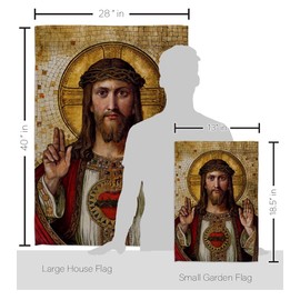 Feast of Sacred Heart of Jesus Canvas Kit Stand Pole Wall Hanging Decor Home Porch Garden Stake Post Religious Room Tapestry Faith Fathers Day Cemetery Decorations for Grave Yard Catholic Gifts