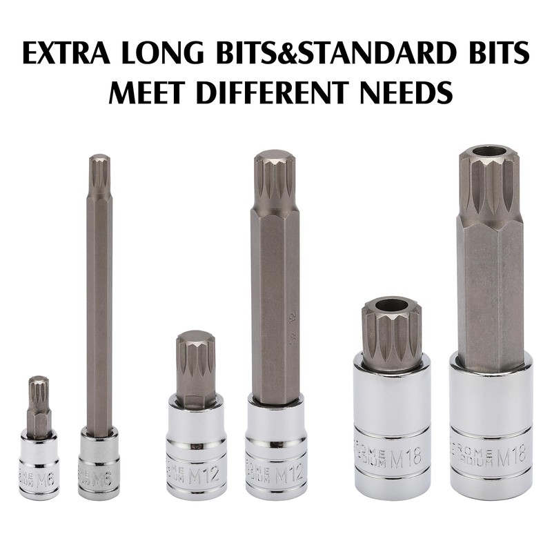 MIXPOWER 20PCS 1/4", 3/8", 1/2" Drive Spline Tip Bit Socket