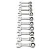 GEARWRENCH 10 Piece 12 Point Stubby Ratcheting Combination Wrench Metric