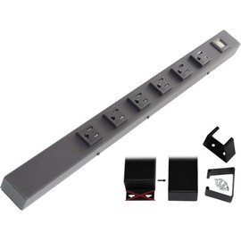 20″ Hardwired Power Strip (NO Power Cord), 6 Vertical Tamper Resistant Outlets, NO Ears (Without mounting tabs on Both Ends), 15A (NOT a 20 Amp Unit), USB, Black