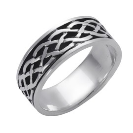 Silverly 925 Sterling Silver Rings - Oxidized Silver Celtic Knot Ring - Men's Rings - Simple Band Ring - Wedding Rings His and Hers - Promise Ring - Celtic Engagement Rings