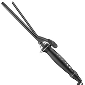 SAOSA 1/2 Inch Small Curling Iron, 0.5 inch Extra Long Thin Curling Wand with Clamp for Short Hair & Bangs, Ceramic Hair Curler for Tight Ringlets and Spiral Curls, Dual Voltage Travel Tool, Black