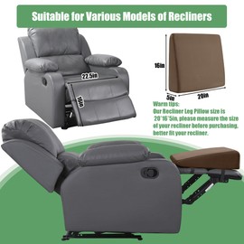 BALAPET Large Recliner Leg Pillow, Memory Foam Recliner Cushion Wedge Shape Recliner Footrest Extender,Leg、Back and Lumbar Support Pillow with Adjustable Elastic Straps(Coffee)