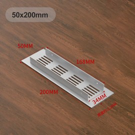 Ventilation Grille Aluminium Exhaust Grille, Pack of 2 Exhaust Air Grille, Aluminium, Ventilation Grille, Rectangular Exhaust Grille, Silver, 50 x 200 mm, Ventilation Grille, for Ventilation of