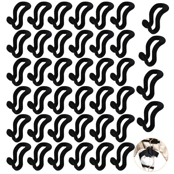 Clothes Hanger Connector Hooks, 40 Pack Black Velvet Hangers for