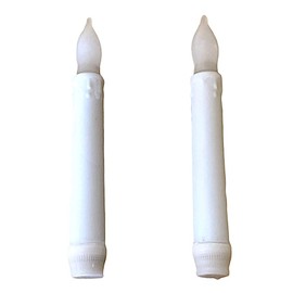 Taper LED Flickering Candles Battery Operated 6HR Timer 6.25"x0.875" Tabletop Shelf Room Window Candle Ring Soft White (White)