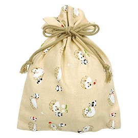 Hamamonyo Large Drawstring Hedgehog and Bean Panda, Beige, beige