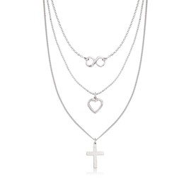Ross-Simons Italian Sterling Silver Multi-Symbol Layered Necklace. 18 inches