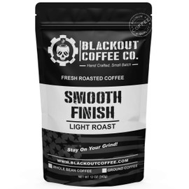 Blackout Coffee, Smooth Finish, Ground or Whole Bean, 100% Light Roast Arabica Beans, Small Batch Roasted in the USA – 12 oz Bag (Whole Bean)
