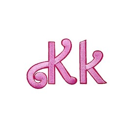 Pink Cursive Letters Embroidered Iron On Patches Applique Clothes Dress Hat Jeans Sewing Alphabet Letter (Aa-Zz) Applique Accessory (Kk)