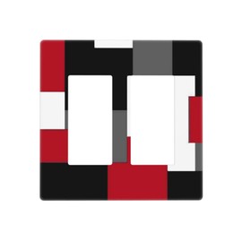 Red Black White Grey Geometric Abstract 2 Gang Double GFCI Decorator Rocker/decorator Light Switch Cover Decorative Outlet Wall Plate Electrical Faceplate Screwless